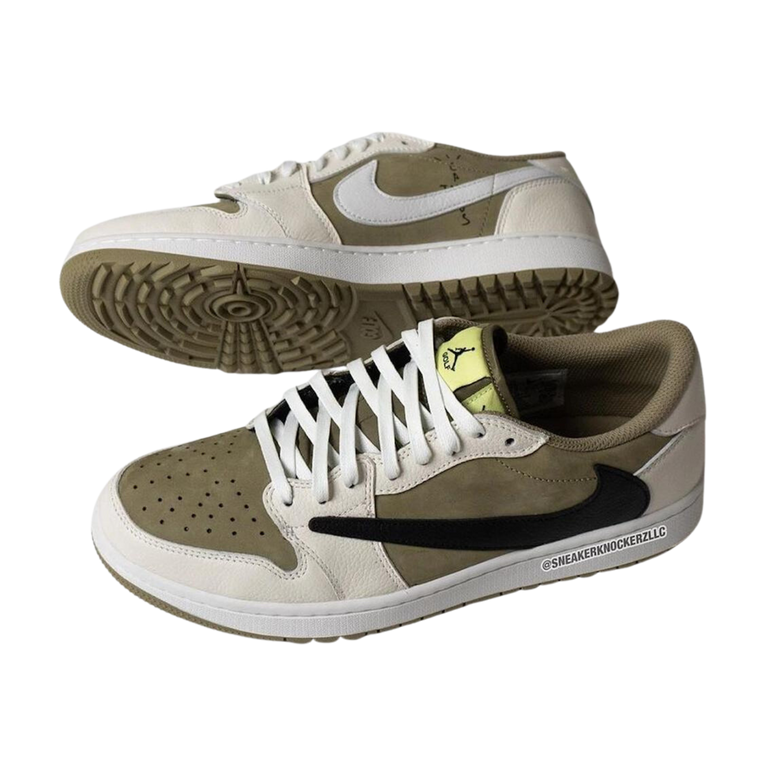 Nike Travis Scott x Air Jordan 1 Low Golf 'Neutral Olive' - SneakerMood 