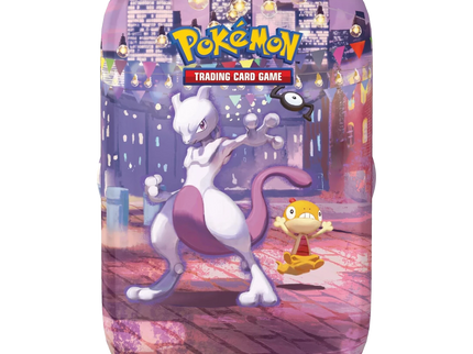 Pokémon TCG 30th Celebration: Mewtwo & Scraggy Mini Tin - SKU 895568 - front view - SneakerMood