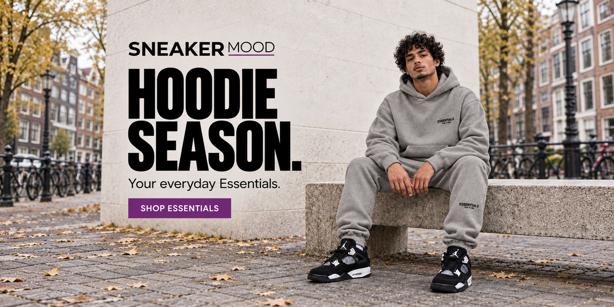 Hoodie Season — Essentials Dark Oatmeal winter set with Jordan 4 sneakers