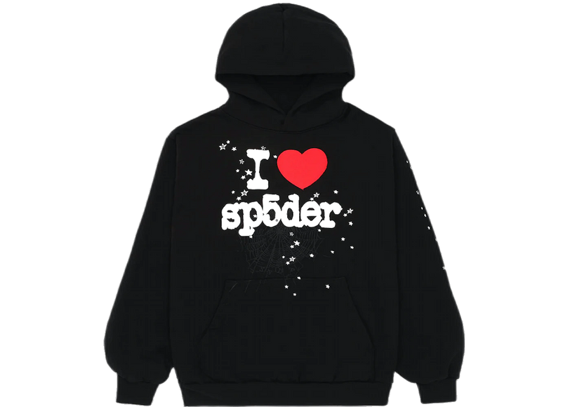 Sp5der I Heart SP5 Hoodie Black Front SneakerMood
