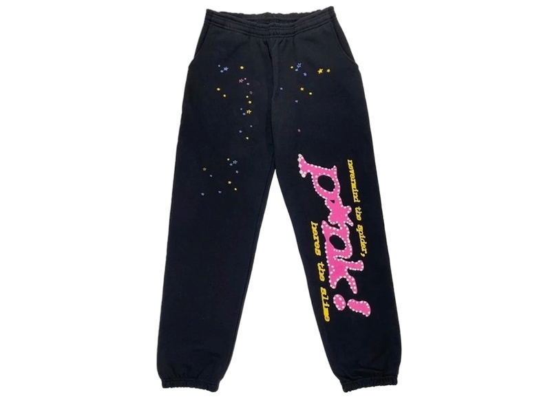 Sp5der P*NK Sweatpants Black Front SneakerMood